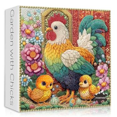 Imagem de Halloween Chicken Puzzles for Adults 1000 Pieces, Thanksgiving Puzzle Roosters Flowers Garden Diamond Art, Colorful Farm Animal Country Holiday Jigsaw Puzzle Hard Challenge