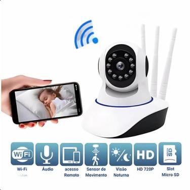 Imagem de Câmera Ip Segurança 3 Antenas 720p Noturna Wifi 360 - FAZA