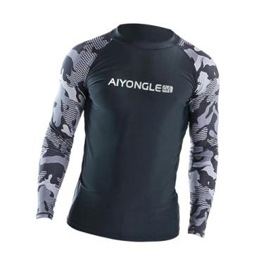 Imagem de LCSVCCXA Camisa de Natação Masculina, Camisa de Surf, Secagem Rápida, Moda Praia, Estampada, Roupa de Mergulho para Natação E Surfe, XXL