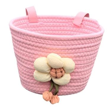 Imagem de MotiveTech Cesto de Bicicleta Infantil Frontal com Corda Macia E Ajuste para Guidões de 0,8-2" para Meninas, Montagem Simples E Leve, Rosa