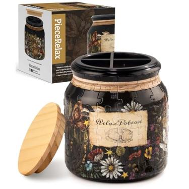 Imagem de PieceRelax Puzzle 3D frasco para adultos - Relax Potion [BB1041], com tampa de madeira ideal para cozinha, sala de jantar ou como porta-canetas em estúdio e sala de estar. 96 Peças