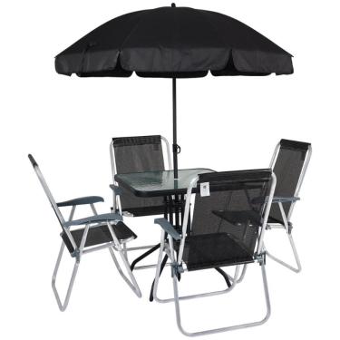 Imagem de Conjunto Petrópolis 4 Cadeiras em Alumínio Preto Bel