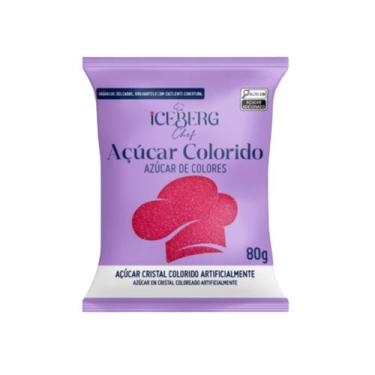 Imagem de Açúcar Cristal Colorido para Confeitaria Fina 80g cada Iceberg, Rosa