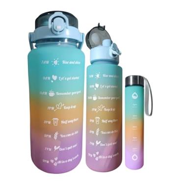 Imagem de Kit 3 Garrafa De Água Squeeze Galão 2l Litros Motivacional Academia Colorida Antivazamento 3D Frases Motivacionais (cores variadas)