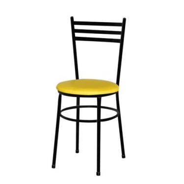 Imagem de Cadeira Epoxi Preta Para Cozinha Assento - Laumar, Amarelo