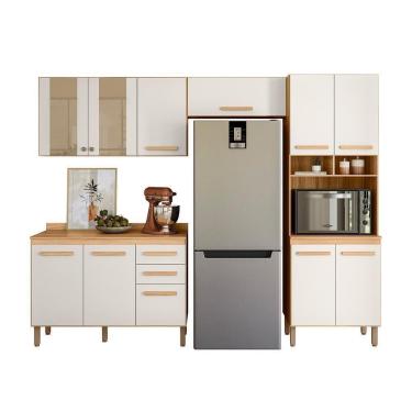 Imagem de Cozinha Modulada Intenza Nubia 4 Peças Freijó-off White Cristal - Nicioli Freijó-off White Cristal