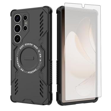 Imagem de Asuwish Capa de celular para Samsung Galaxy S25 Ultra 5G com protetor de tela de vidro temperado, capa magnética e proteção à prova de choque, acessórios finos para celular S25Ultra 25S S 25 25Ultra
