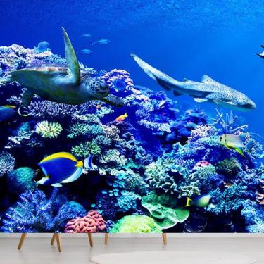 Imagem de Papel de Parede Fundo do Mar Natureza Peixes Sala Adesivo - 133pcm - A