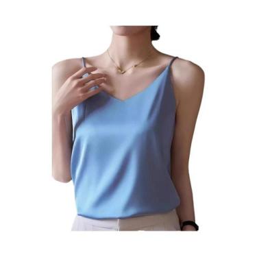 Imagem de Regata Feminina Slim Y2K - Decote V - Sem Mangas (Preto, Branco e Cinz