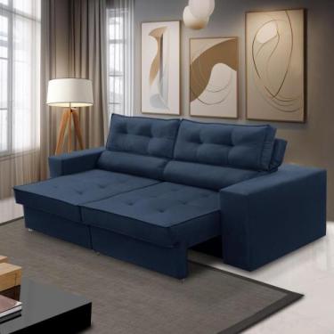 Imagem de Sofá Retrátil e Reclinável 2 lugares 1,70m com Molas Milena Suede Azul