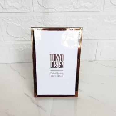 Imagem de Porta Retrato Rose Metal Espelhado com Vidro Decorativo de Mesa 10x15 