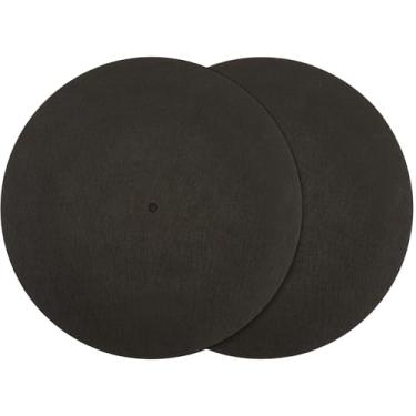 Imagem de CRASPIRE 2 peças, tapete para toca-discos de feltro, 29 cm, preto, antiderrapante, antiestático, plano, redondo, protetor de lã, toca-discos de lã, tapete para toca-discos para limpeza de ressonância