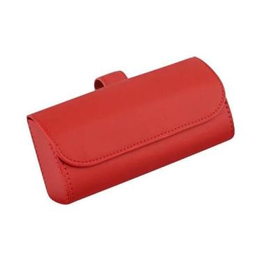 Imagem de Estojo De Óculos De Couro Para Carro, Suporte Para Óculos De Sol Com C