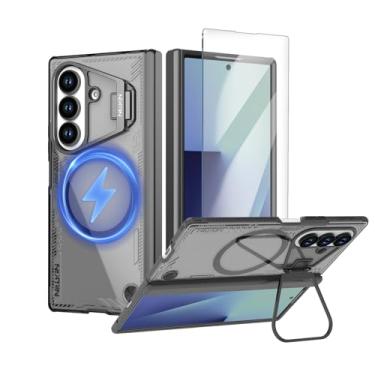 Imagem de Nillkin Capa para Samsung Galaxy Z Fold 7 Magsafe, protetor de tela integrado, suporte de câmera integrado e proteção magnética de dobradiça, transparente e antiamarelo, capa dobrável 7 com suporte