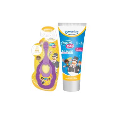 Imagem de Kit Escova Mordedor + Gel sem Flúor Powerdent Mundo Bita