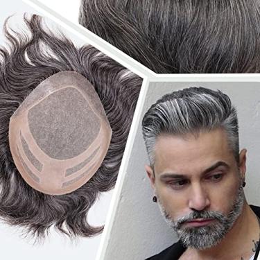 Imagem de Civmo Peruca masculina peruca masculina virgem europeia unidade de tecelagem de cabelo humano para homem peruca mono renda superior pele PU sistema de substituição de cabelo masculino peruca masculina