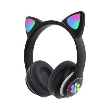 Imagem de Fones De Ouvido Bluetooth Sem Fio Com Orelhas De Gato E Microfone, Luz