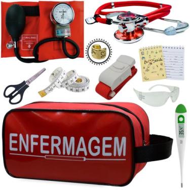 Imagem de Kit Academico Enfermagem Premium Preto Completo - Love Saude, VERMELHO