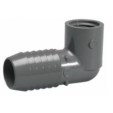 Imagem de Encaixe de tubo de PVC, cotovelo de 90 graus, cronograma 40, cinza, 3,5 cm farpado x 3/10.2 cm NPT fêmea