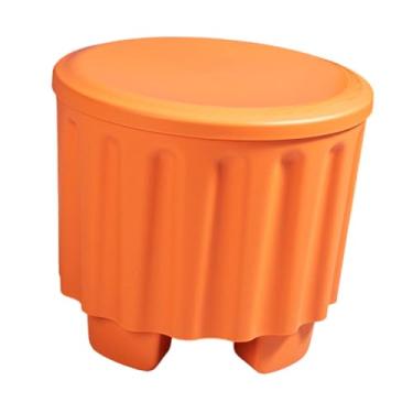 Imagem de ＫＬＫＣＭＳ Apoio para os pés, pufe, caixa de brinquedos, multifuncional, criativo, assento de penteadeira, trocador de sapatos para porta, sala de estar, quarto, Laranja