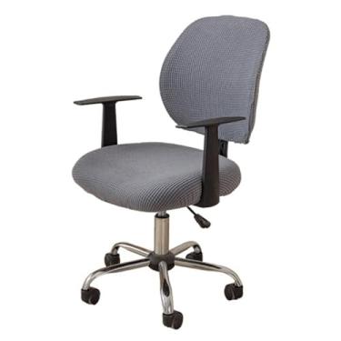 Imagem de Lzyjckh Capa para cadeira de escritório e computador Capa elástica elástica 2 peças Protetor de móveis moderno e minimalista para escritório e casa,Light gray