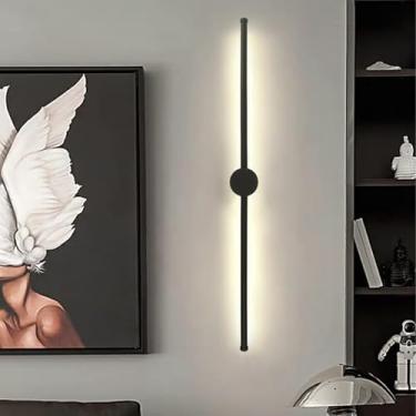 Imagem de GZZBMY Lâmpadas de parede internas LED 350° de rotação Lâmpadas de parede longas Lâmpada de escada Moderna Alumínio Metal Preto Iluminação de parede para sala de estar Quarto Corredor Mesa de
