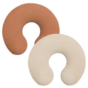 Imagem de Capas de almofada de musselina, pacote com 2, capas de amamentação macias e respiráveis para travesseiros de amamentação, adorável capa para bebês meninos e meninas (trigo, marrom)