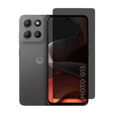 Imagem de [GL CASES] Pelicula Privacidade Moto G15 Anti Risco Película Motorola Moto G15 Privativa De Vidro Temperado 3D Proteção 9H Anti Espião Cobertura Total Da Tela + Kit Limpeza Para Aplicação