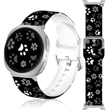 Imagem de Vieeki Pulseiras de relógio Black Dog Paws compatíveis com Samsung Galaxy Watch 8 de 40 mm e 44 mm/Watch 8 Classic de 46 mm (pulseira de silicone padrão de 22 mm com adaptador de aço inoxidável) Paws