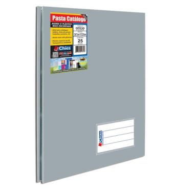 Imagem de Pasta catálogo ofício 5338 prata com 25 plásticos Chies
