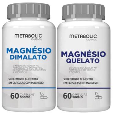 Imagem de Magnesio Dimalato + Quelato Bisglicinato 500Mg 120 Cápsulas - Metabolic Farma