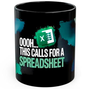 Imagem de Oh This Calls for a Spreadsheet Caneca de café cerâmica 325 ml Contador engraçado Excel - Caneca de chá e café com aderência confortável - Copo de presente divertido exclusivo para escritório ou casa