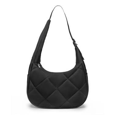 Imagem de Bolsa de ombro pequena crescente para mulheres, linda bolsa leve de nylon, bolsa de mão para o dia a dia com alça ajustável, Preto, Small