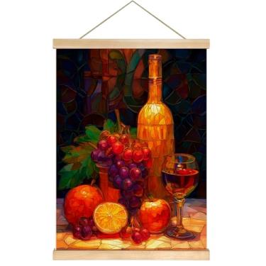 Imagem de You found a duck Arte de parede de galo de vitral, pôster de linho colorido com moldura de madeira, decoração de cozinha de fazenda vintage, pintura rústica de galo rústico para sala de jantar ou