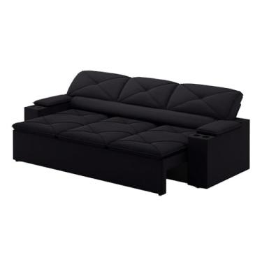 Imagem de Sofá Reclinável e Retrátil Pop 3 Lugares 2,05m Preto Velosuede Netsofas