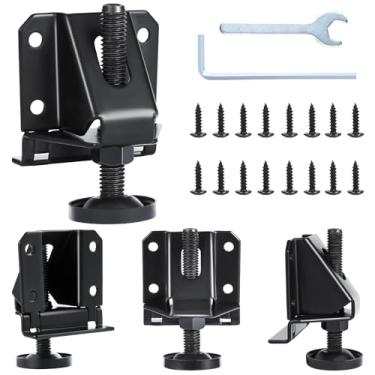 Imagem de Pés niveladores resistentes, placa de 0,2 cm de espessura, capacidade de 150 kg cada, pernas de móveis ajustáveis de 5 cm de altura com chave sextavada, para bancada de trabalho, guarda-roupa em pisos