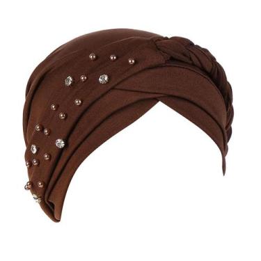 Imagem de Gorro feminino Beading Índia Muçulmano Ruffle Cancer Chemo Beanie Turb
