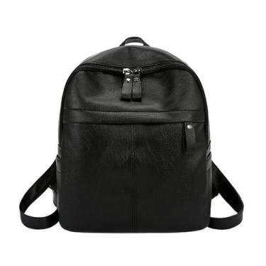 Imagem de Moda feminina cor sólida mochila de couro versátil bolsa de viagem de 