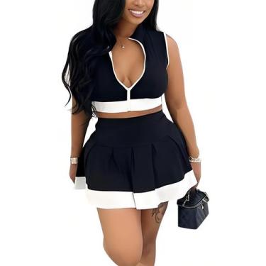 Imagem de Conjunto de roupas de tênis, saia Cigrimi e blusa curta para mulheres,