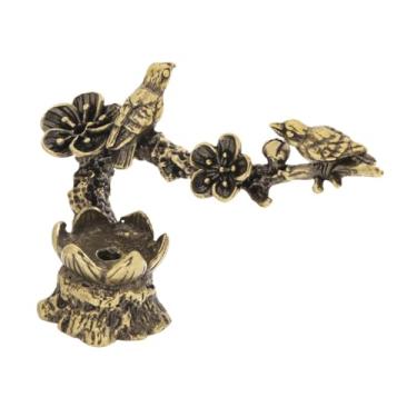 Imagem de WeiLaiKeQi Porta-incenso em miniatura, ornamento versátil, arte artesanal, queimador de incenso, pássaro e flor para meditação em casa, escritório, sala de estar