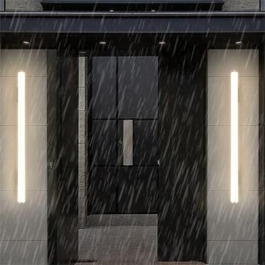 Imagem de Luminária de parede LED externa moderna, longa, para quarto, abajur de acrílico de alumínio, arandela, luminária de parede, luminária de parede, sala de estar, corredor, varanda (luz branca,