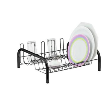 Imagem de Escorredor de Louça Preto 12 Pratos 05 Copos Espaço Lateral para Talhe