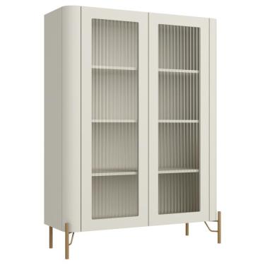 Imagem de Cristaleira Sala De Jantar 2 Portas Vidro Pés Industrial Dourado Naim I03 Luna - Lyam Decor