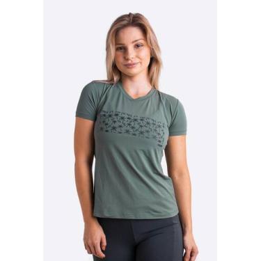 Imagem de Camiseta HUPI Coqueiral Babylook Feminina Manga Curta Verde Escuro, Ve