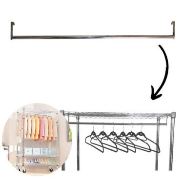 Imagem de Haste Cabideiro Para Estante Aço Cromado 120cm Largura Arara - Uteall