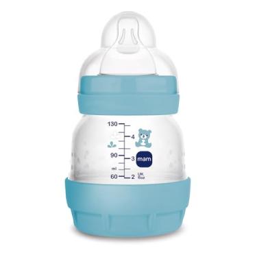 Imagem de MAM Baby 1 Mamadeira Easy Start 130ml Anticólica e Menos Bolhas de Ar, para Crianças 0+ Meses Autoesterilizável e com Bico de Silicone Skinsoft, Azul Oceano