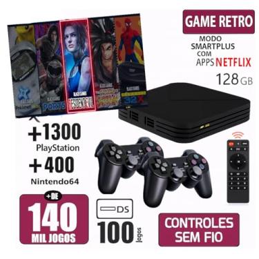 Imagem de Vídeo Game Box Retro Elite 2025 140.000 mil Jogos 128gb 2 Controles Sem Fio (COM FIO)