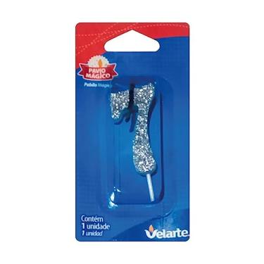 Imagem de Vela De Aniversário Numero C/Gliter Prateado 7