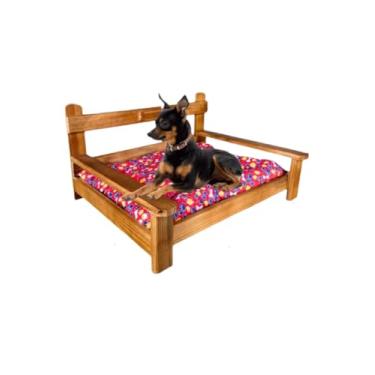 Imagem de Cama Para Pet em Madeira Maciça com Almofada Caminha Sofá Para Pet