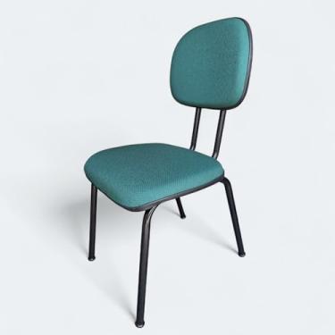 Imagem de Kit com 2 Cadeiras de Escritório Secretária Base Fixa Palito Tecido Jserrano 87x44x50 cm (Verde)